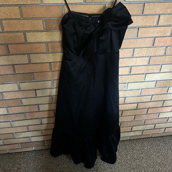 Hutch Bow Tie Strapless Maxi Dress Black Ruffle Hem Size 10 - Picture 4 of 11